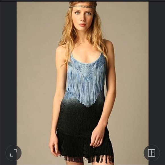 FREE people ombré shake it up fringe dress. size M. P4/A1065/4 - Picture 1 of 11
